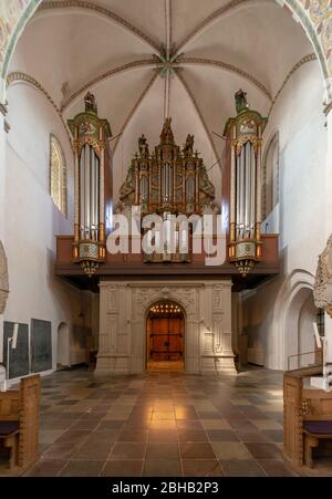 Danimarca, Jutland, Ribe (la città più antica della Danimarca), la Cattedrale di Ribe con la torre del cittadino a piedi (Borgertårnet), il punto di riferimento della città. Foto Stock