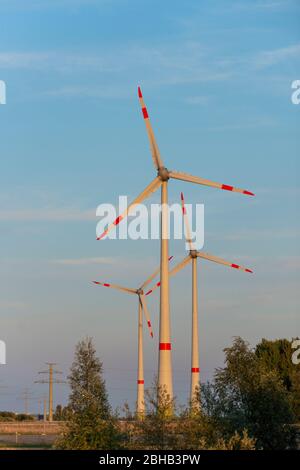 Germania, Frisia Orientale, turbine eoliche vicino Emden. Foto Stock