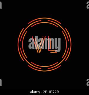 Lettera creativa Logo VL Template vettoriale di tipografia creativa. Lettera astratta digitale VL Logo Design. Illustrazione Vettoriale