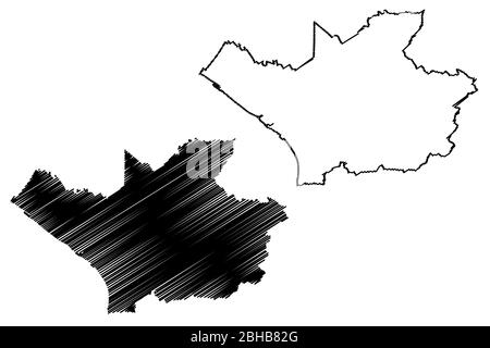 Città di Leverkusen (Repubblica federale di Germania, Renania settentrionale-Vestfalia) mappa vettore illustrazione, scribble schizzo Città di Leverkusen mappa Illustrazione Vettoriale