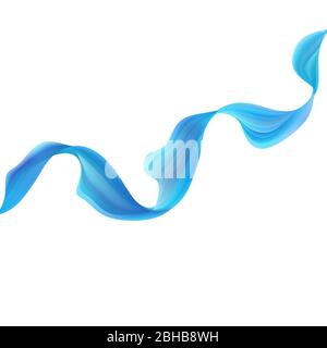 Onde astratte blu isolate su sfondo bianco. Effetto flusso blu per il tuo progetto. EPS 10 Illustrazione Vettoriale