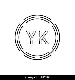 Modello vettoriale iniziale del logo YK. Illustrazione vettoriale del logo YK Business di Creative Circle Letter Illustrazione Vettoriale