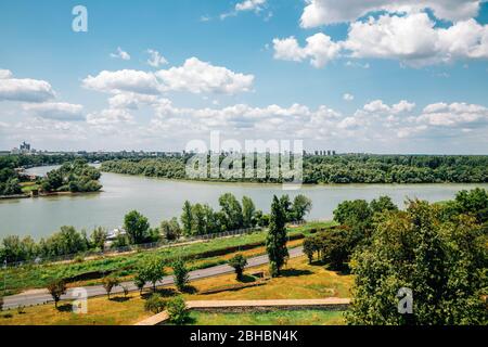Fortezza di Kalemegdan park e il fiume Sava a Belgrado in Serbia Foto Stock