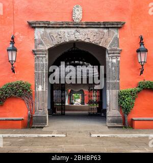 Dettaglio dell'ingresso alla Hacienda Galindo a Queretaro, Messico. Foto Stock