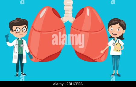 Disegno di fumetti di polmoni umani Illustrazione Vettoriale