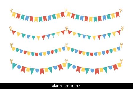 Conigliatura. Ghirlande di bandiere di carta. Illustrazione Vettoriale