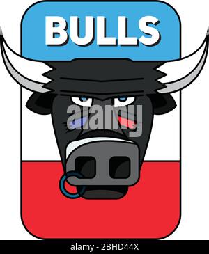 Logo di una squadra sportiva. un toro con un anello nasale. Illustrazione Vettoriale