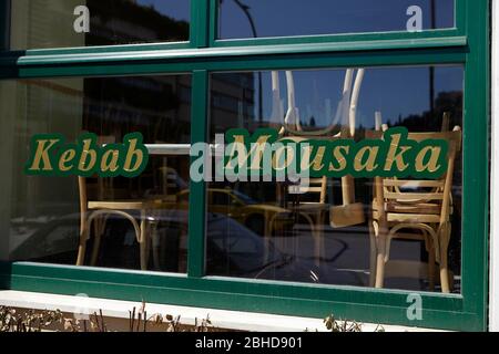 Ristorante chiuso al monastiraki Athens Greece, coronavirus Foto Stock