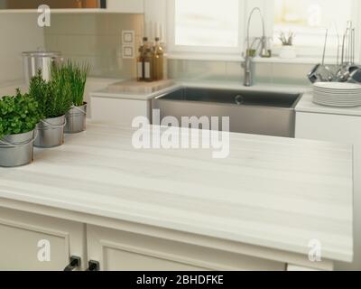 Piano cottura. Cucina moderna e lussuosa, rendering 3d Foto Stock