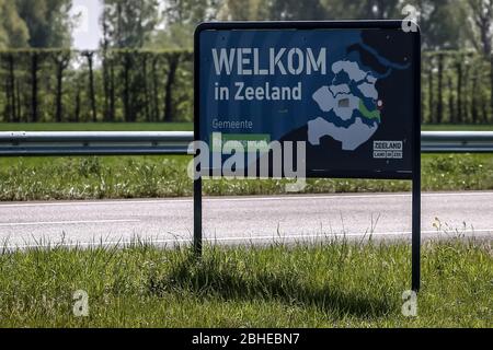 ZEELAND, 24-04-2020 , Dutchnews, Provinciebord Zeeland, Welkom in Zeeland Foto Stock