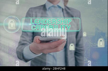 Cartello di testo che mostra la capacità di leadership. Foto aziendale che mostra ciò che un leader può costruire capacità di leadership in modo efficace Foto Stock