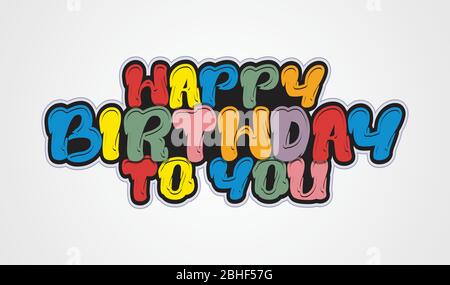 Vettore cartoon colorata lettera buon compleanno a voi concept design. Lettera buon compleanno per biglietto di auguri design, banner, adesivi e così via Illustrazione Vettoriale