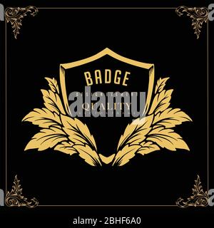 Badge logo design modello vettoriale illustrazione floreale vignette ornamenti Illustrazione Vettoriale