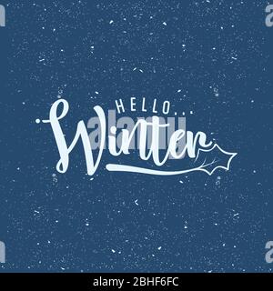 Sfondo piatto con lettera Ciao Inverno per biglietto di auguri. Vettore di sfondo con disegno piatto. Illustrazione vettoriale EPS.8 EPS.10 Illustrazione Vettoriale