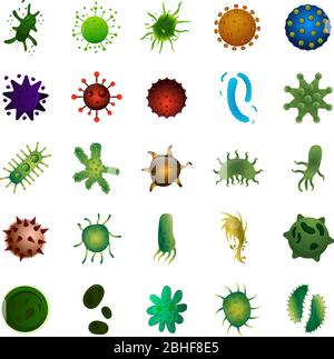 Set di icone virus Illustrazione Vettoriale