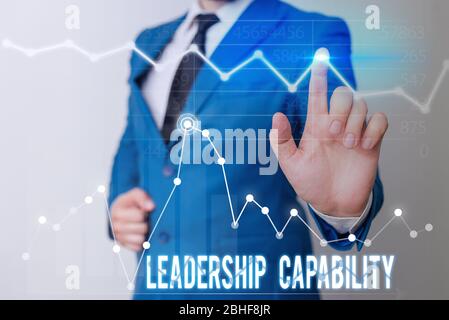 Testo di scrittura di parole capacità di leadership. Foto aziendale che mostra ciò che un leader può costruire capacità di leadership in modo efficace Foto Stock