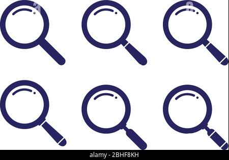 Imposta la variazione del simbolo di ricerca su un'illustrazione piatta per Web, dispositivi mobili, applicazioni e grafica icona vettoriale segno semplice e simbolo moderno. Sear Illustrazione Vettoriale