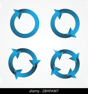 Impostare l'icona 2D simbolo di freccia circolare su sfondo bianco. Freccia di rotazione semplice con colore blu. Illustrazione vettoriale EPS.8 EPS.10 Illustrazione Vettoriale