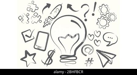 Imposta l'astratto delle icone dei temi dell'ufficio commerciale o dello sfondo e dello sfondo. Icona cartoni animati vintage. Illustrazione vettoriale EPS.8 EPS.10 Illustrazione Vettoriale