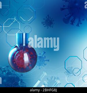 Ricerca antivirale farmaci blu astratto illustrazione 3d Foto Stock