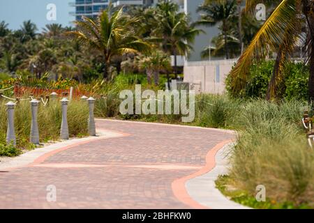 Passerella vuota Miami Beach ha chiuso Coronavirus Covid 19 pandemic Foto Stock