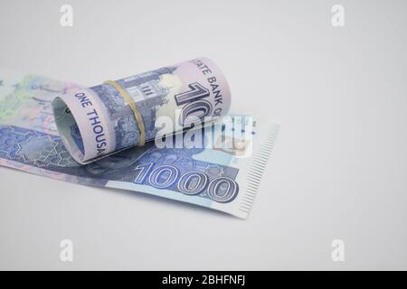 Valuta pakistana, banconote, rupie della Banca del Pakistan Foto Stock