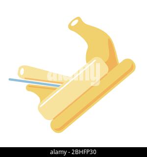 Icona vettore piano scrub. Piano jack isolato su sfondo bianco. Elemento di utensili da costruzione. Disegno piatto a cartoni animati a tratteggio. Illustrazione dello strumento carpentiere per jinter a mano. Logo semplice per la lavorazione del legno Illustrazione Vettoriale