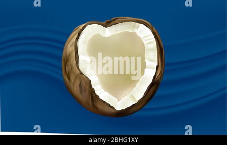 mock su illustrazione di cocco su sfondo astratto Illustrazione Vettoriale