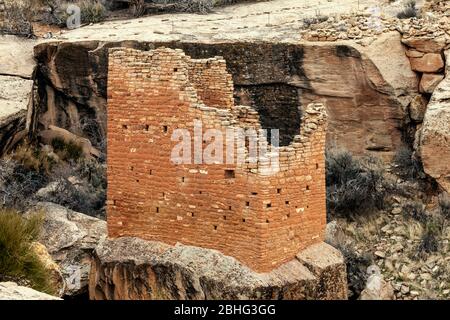 UT00514-00...UTAH/Colorado - Ancestrale Pueblo struttura della gente al luogo agro nel Monumento Nazionale di Hovenweep. Foto Stock