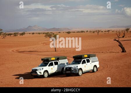 Campeggio selvaggio a NamibRand Family Hideout, NamibRand Nature Reserve, Namibia meridionale, Africa Foto Stock