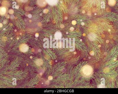 Golden bokeh garland luce su albero di Natale. EPS 10 Illustrazione Vettoriale