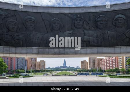 Monumento alla fondazione del Partito dei lavoratori coreani, Pyongyang, Corea del Nord Foto Stock