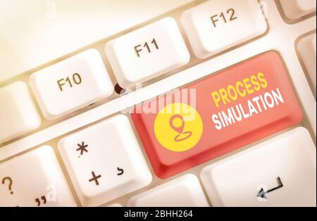 Nota di scrittura che mostra la simulazione del processo. Concetto di impresa per rappresentazione tecnica fabbricato Studio di un sistema Foto Stock