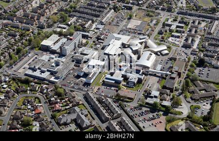Vista aerea del Burnley General Teaching Hospital, Lancashire Foto Stock