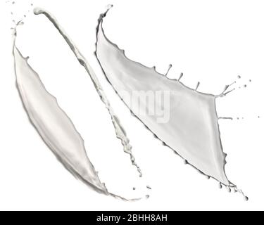 Splendida la vernice bianca splash isolati su sfondo bianco Foto Stock