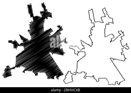 Città di Novara (Repubblica Italiana, Italia, Piemonte) mappa vettoriale illustrazione, schizzo di scriba mappa Città di Novara Illustrazione Vettoriale