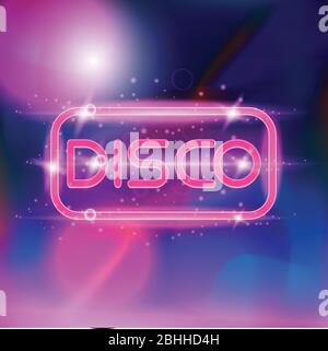 Stile retro anni '80 disco design neon. Paesaggio con griglia di stile anni '80 retro Illustrazione Vettoriale