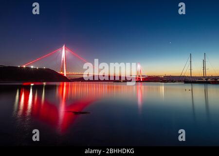 Yavuz Sultan Selim Bridge ad Istanbul in Turchia. Terzo Ponte sul Bosforo e nord autostrada Marmara. Foto Stock