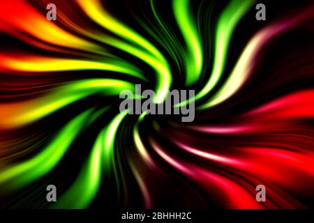 Colori arcobaleno e travi nere sfondo astratto per il design con sfocatura radiale. Foto Stock