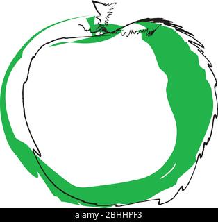 Illustrazione di una mela verde isolata su sfondo bianco Illustrazione Vettoriale