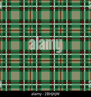 Motivo scozzese a contrasto verde, rosso, beige e marrone, tessuto per tartan, plaid, tovaglie, vestiti, biancheria da letto, coperte e altro Illustrazione Vettoriale