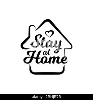 House Incorporated con il testo 'Stay Home', logo design relativo al focolaio di coronavirus Foto Stock