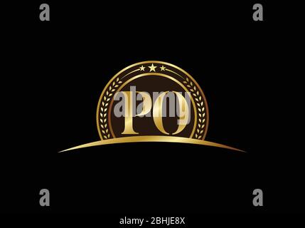 Modello vettoriale per il disegno del logo della lettera del monogramma iniziale. DESIGN del logo DELLA lettera PO Illustrazione Vettoriale