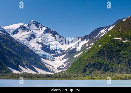 Ghiacciaio Byron nella valle di Portage, Alaska, U.S.A. Foto Stock