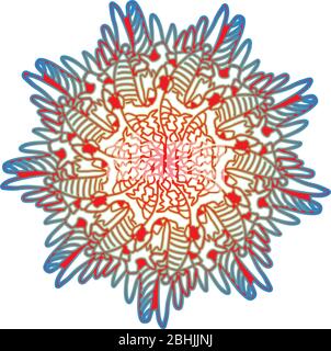 Nuovo modello di design moderno di illustrazione di mandala fiore, icona o simbolo. Per adesivi, etichette, etichette, timbri, clipart, carta da regalo, T-shirt m Foto Stock