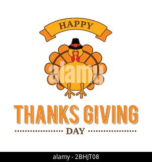 Scritta Vintage Vector Turkey "Happy Thanksgiving Day". Emblema vintage "Happy Thanks Giving Days" per il design degli elementi. Illustrazione vettoriale Illustrazione Vettoriale