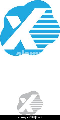 Lettera astratta x all'interno della nuvola su sfondo bianco. Per ulteriori informazioni su questa serie, consulta il mio portafoglio. Illustrazione vettoriale EPS.10 Illustrazione Vettoriale
