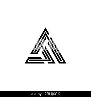 Modello di logo grafico a triangolo creativo, lettera iniziale concetto di logo, isolato su sfondo bianco. Illustrazione Vettoriale