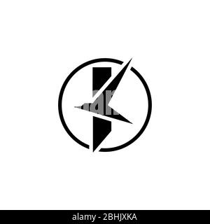 Silhouette Flying Bird logo, forma della lettera K, modello iniziale logo lettera, su sfondo bianco. Illustrazione Vettoriale