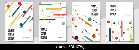Modelli geometrici di progettazione di copertine formato A-4. Set di layout modificabili per copertine di libri, riviste, notebook, album, opuscoli. Design piatto, moderno Illustrazione Vettoriale